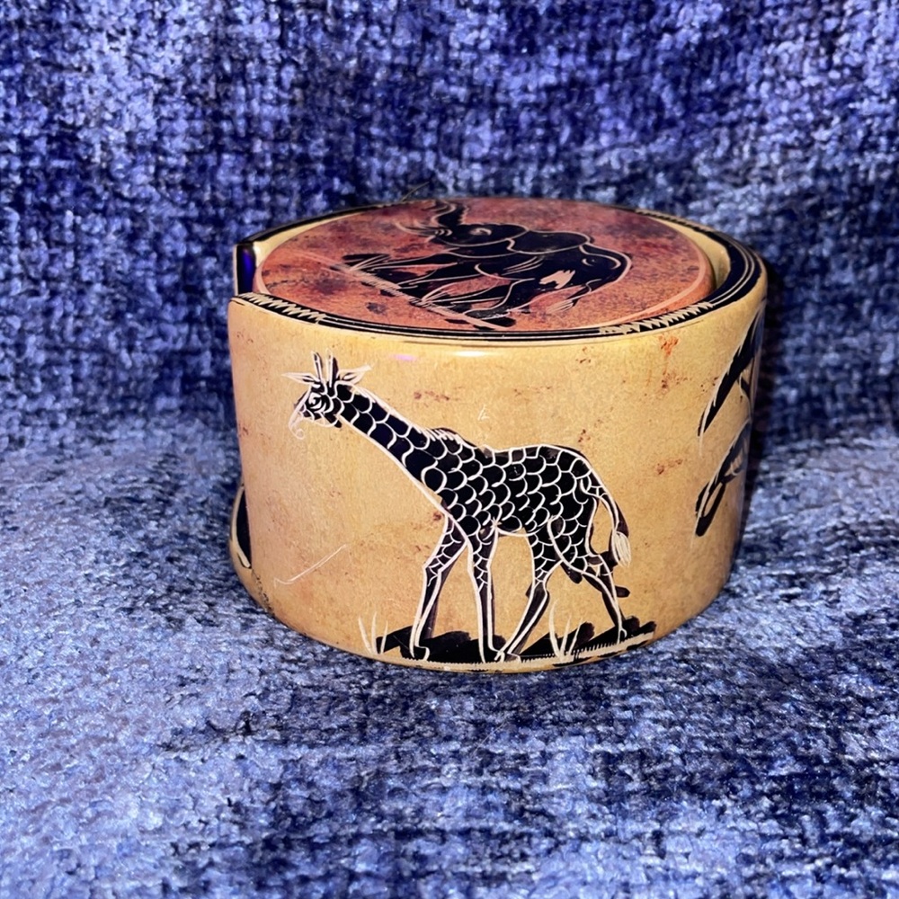 Set of 6 Animal Design Coaster Set.  Ceramic.  3” diameter. - Picture 4 of 6